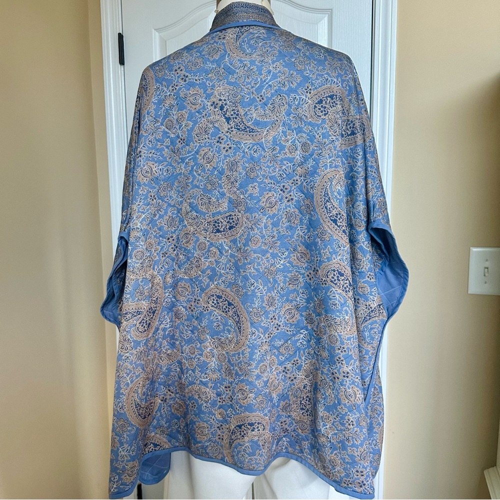 J. Jill NWT Women's Reversible Open Front Blue Floral Print Quilted Cardigan S-L - Picture 4 of 9